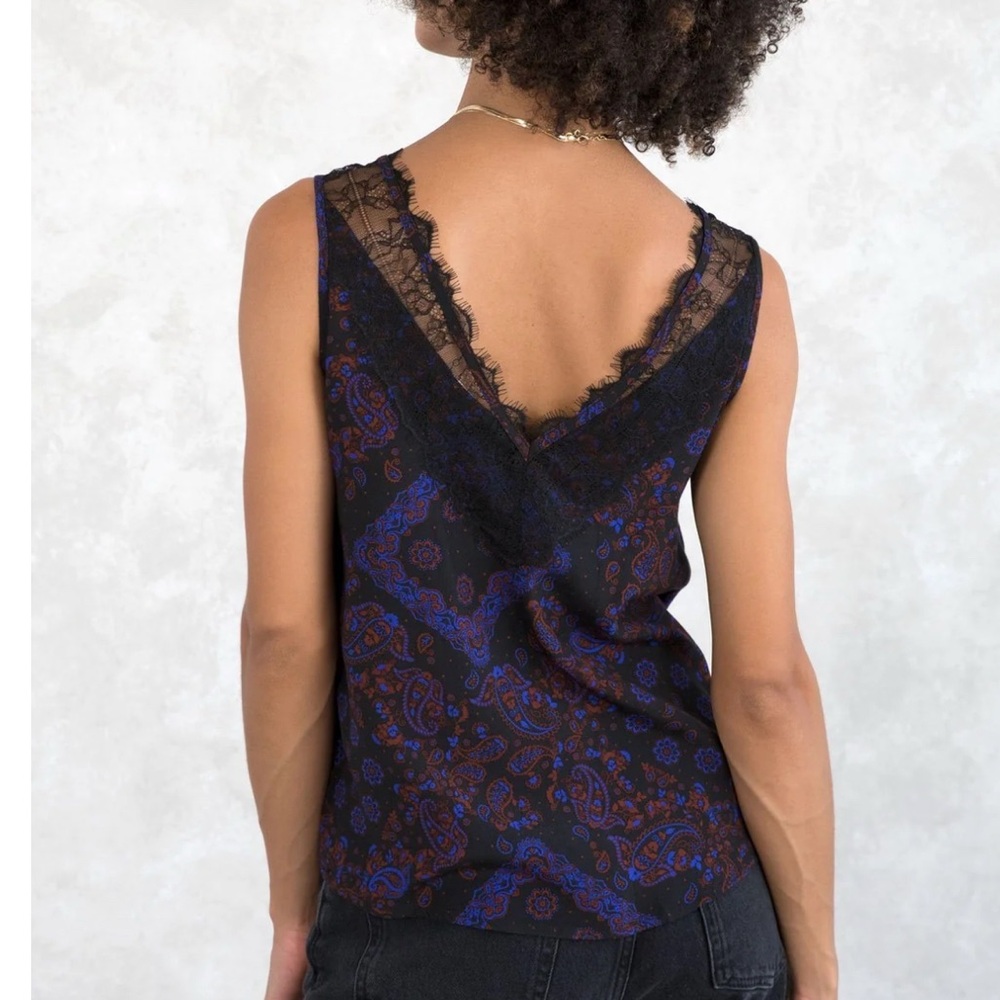 Black and Purple Lace Trim Tank Top - Picture 2 of 4